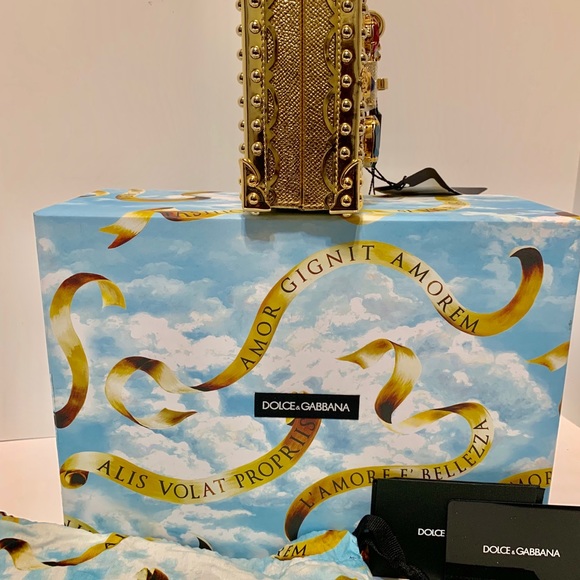 NEW $5195 DOLCE & GABBANA Bag Purse Box Gold - Picture 3 of 8
